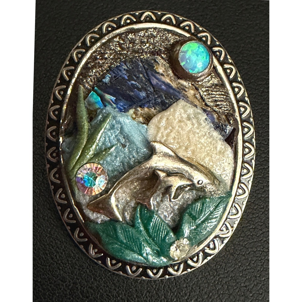 Vintage Dolphin Brooch Pendant Mermaidcore Coastal